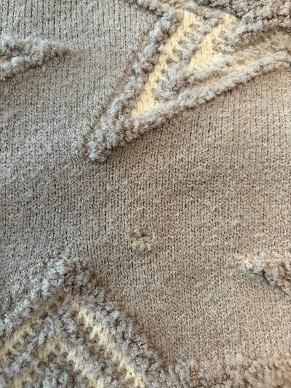 Vici Taupe Star-Detail Oversized Crewneck Sweater